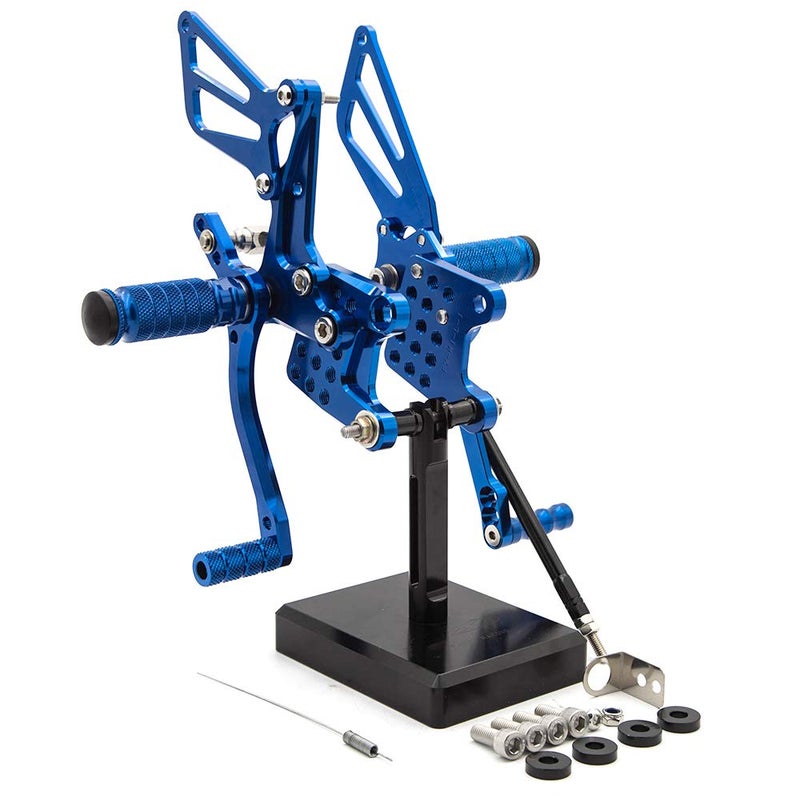 PROCNC Motorcycle Aluminum Rearsets Foot pegs Rear sets Footrest Fit for Suzuki GSXR1000 2000 2001 2002 2003 2004 GSXR750 1996-2005 SV650/SV650S SV1000/S 1998-2014 GSX600 2000-2005 (Blue) - Image 2